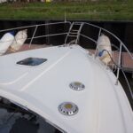 Broom 41 - Forward deck with emergency hatch, ventilation caps and fender baskets.