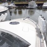 Broom 370 - Forward deck with fender baskets, hatches and ventilation caps