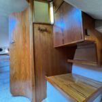 Storage shelves in midships cabin