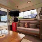 Princess 385 - Bench seat and Smeg fridge in main saloon